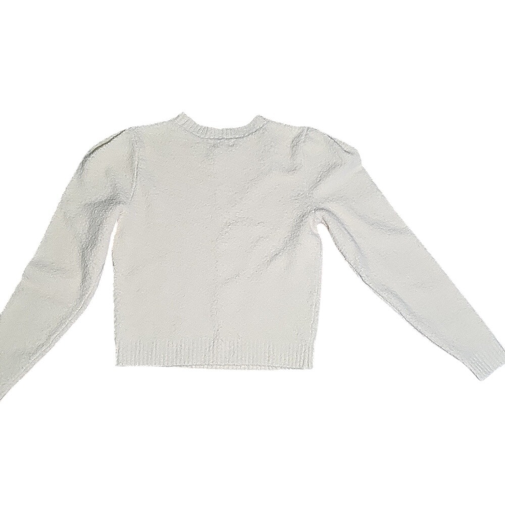 Marled Cream Long Sleeve Slight Puff Sleeve Stretchy Comfy Sweater Medium - Picture 2 of 7